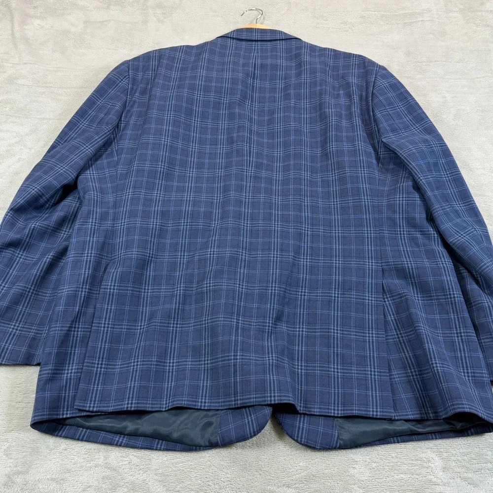 Pronto Uomo Platinum Mens 50R Blue Plaid Wool Blazer Sport Coat Casual Preppy
